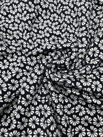 Bio Baumwolljersey Blumen Schwarz/Ecru 0,5 m