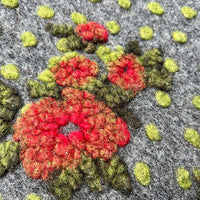 Walkstoff / Walkloden gemustert Grau mit roten Blumen