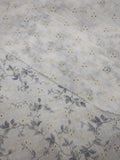 Musselin Lochstickerei mit Blumen Blau