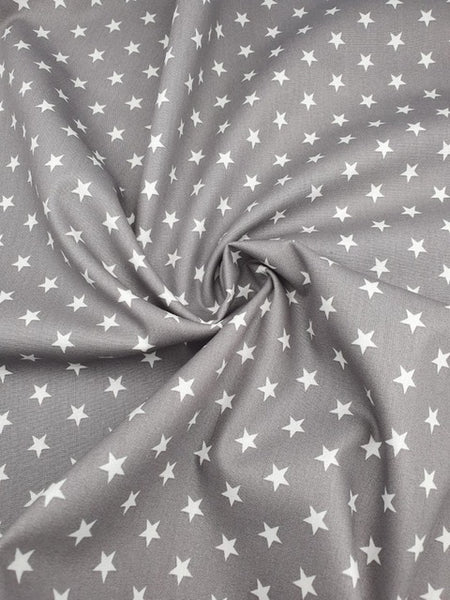 Baumwolle Grau Sterne weiß 0,5 m