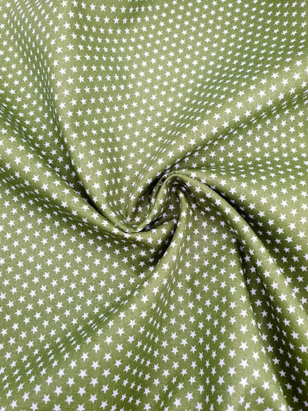 Baumwolle Grün Sterne weiß 0,5 m