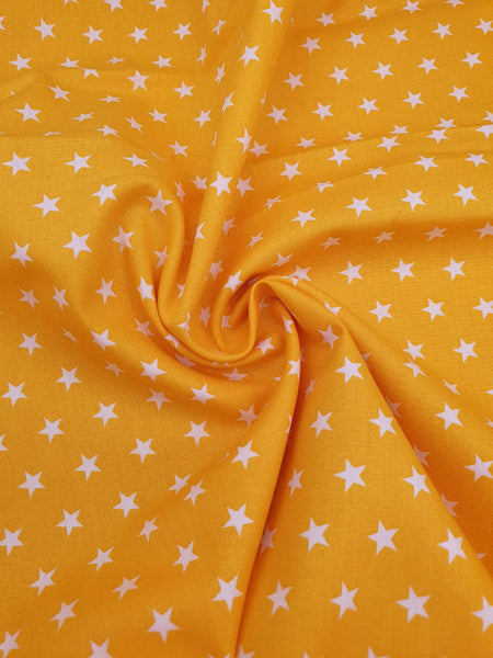 Baumwolle Gelb Sterne weiß 0,5 m