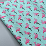 Beschichtete Baumwolle Türkis mit Flamingo